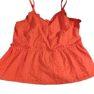 Sim & Sam Red Eyelet Babydoll Top Sz. Lg Cottage Fairy Y2k